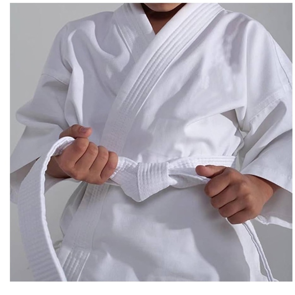 White Martial Arts Belt with Embroidered Logo, Advance Choice, judo karate etc